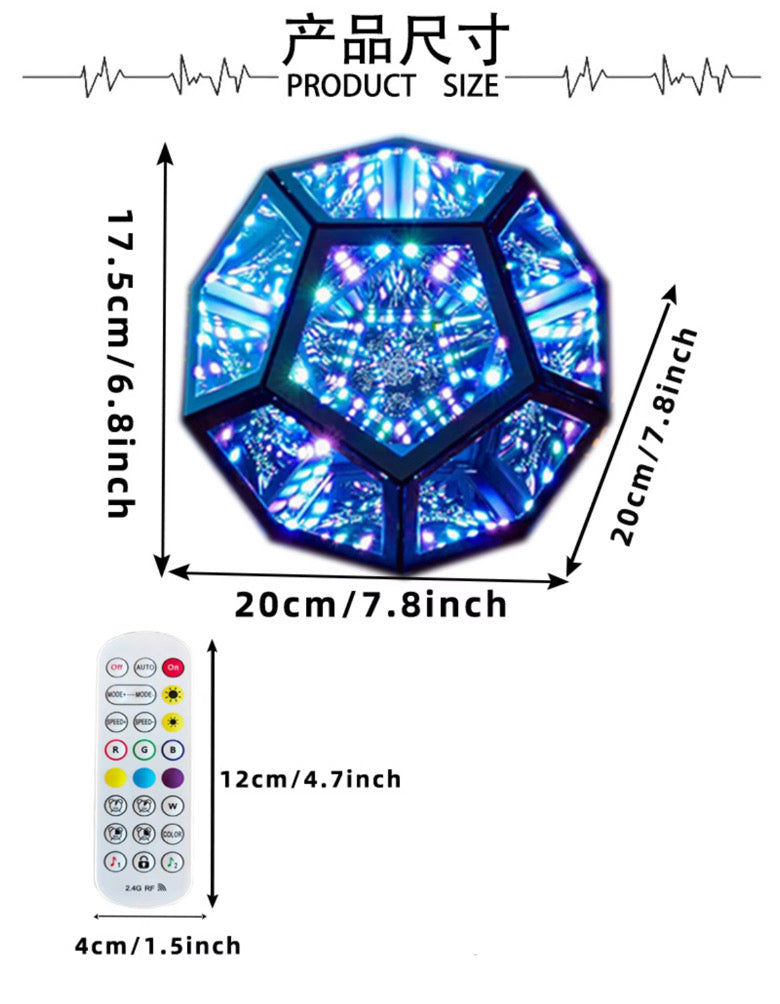 Geometric LED Infinity Lamp – 360° Neon Space Light | Nova Shop AI