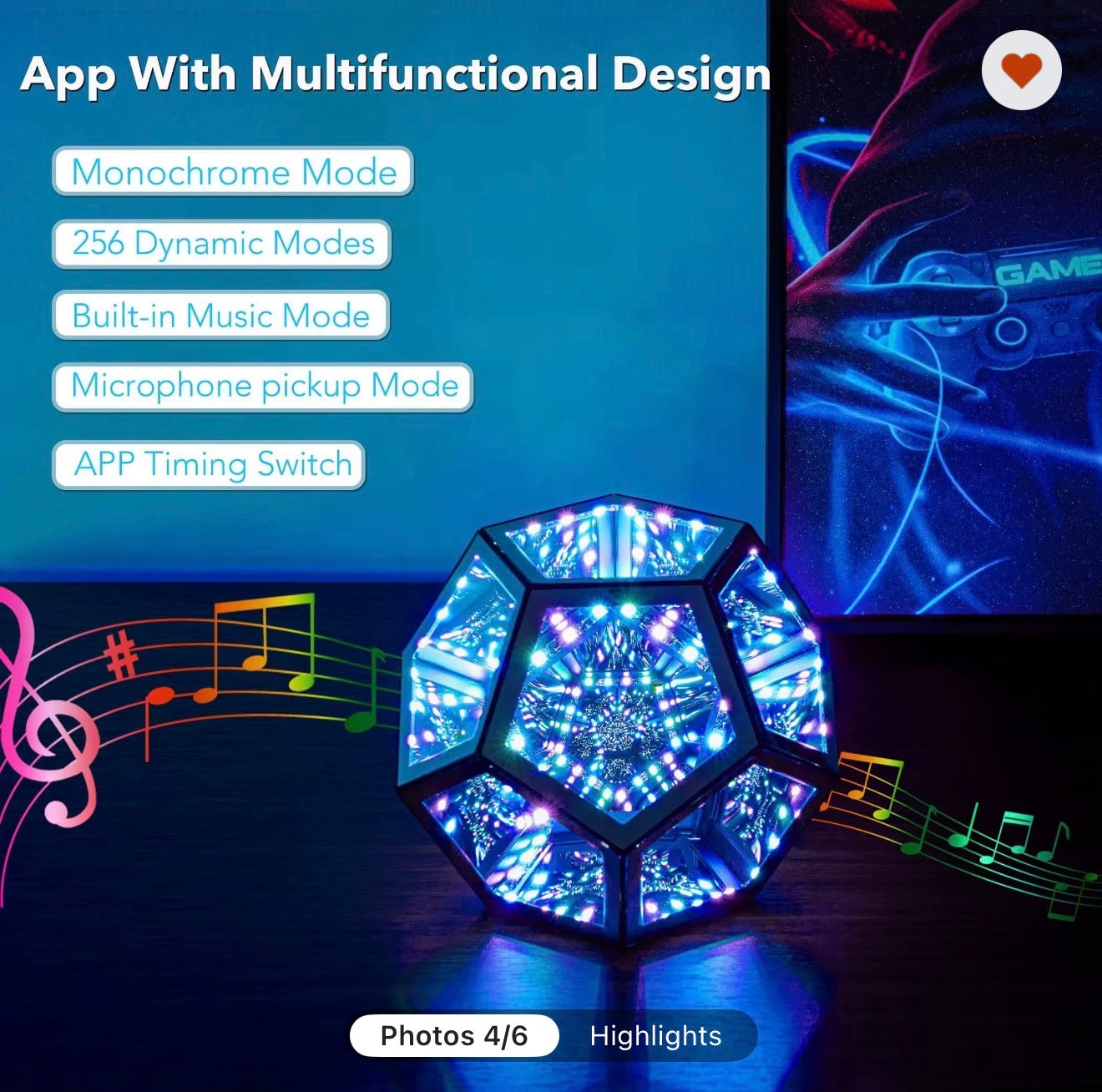 Geometric LED Infinity Lamp – 360° Neon Space Light | Nova Shop AI